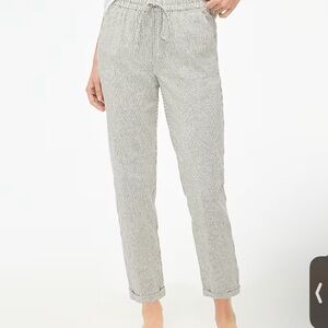 NWOT Never worn.  J Crew Factory Striped linen-cotton blend drawstring pant.